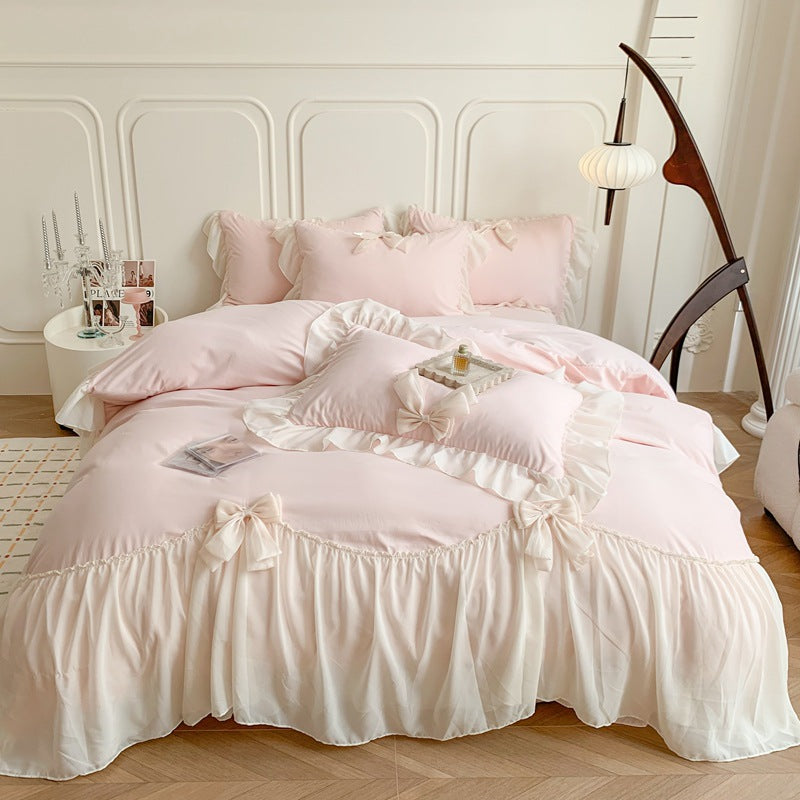 Blissful Bows Powder Satin Bedding Set - Deluxe Softness