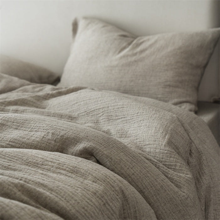 Minimalist Textured Linen Bedding Set - Sleek Urban Comfort Mist Color