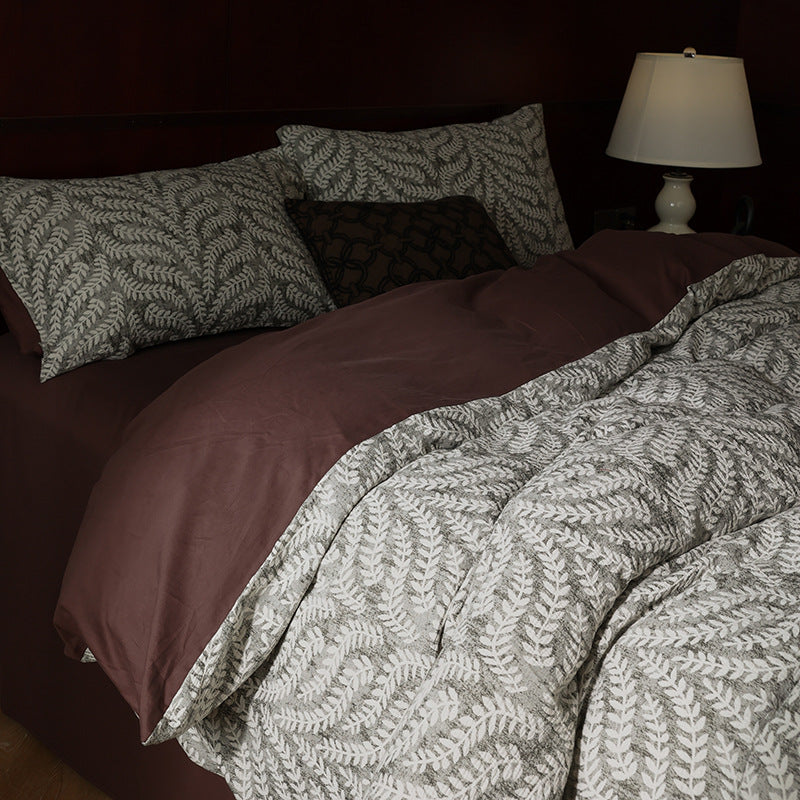 Decadent Fern Jacquard Bedding Set - A Symphony in Chocolate and Cream