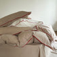 Modern Contrast Piping Bedding Set - Taupe & Crimson Elegance Rice - Red edge