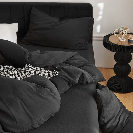 Earthen Luxe Textured Bedding Set - Embrace All Black bedding Set