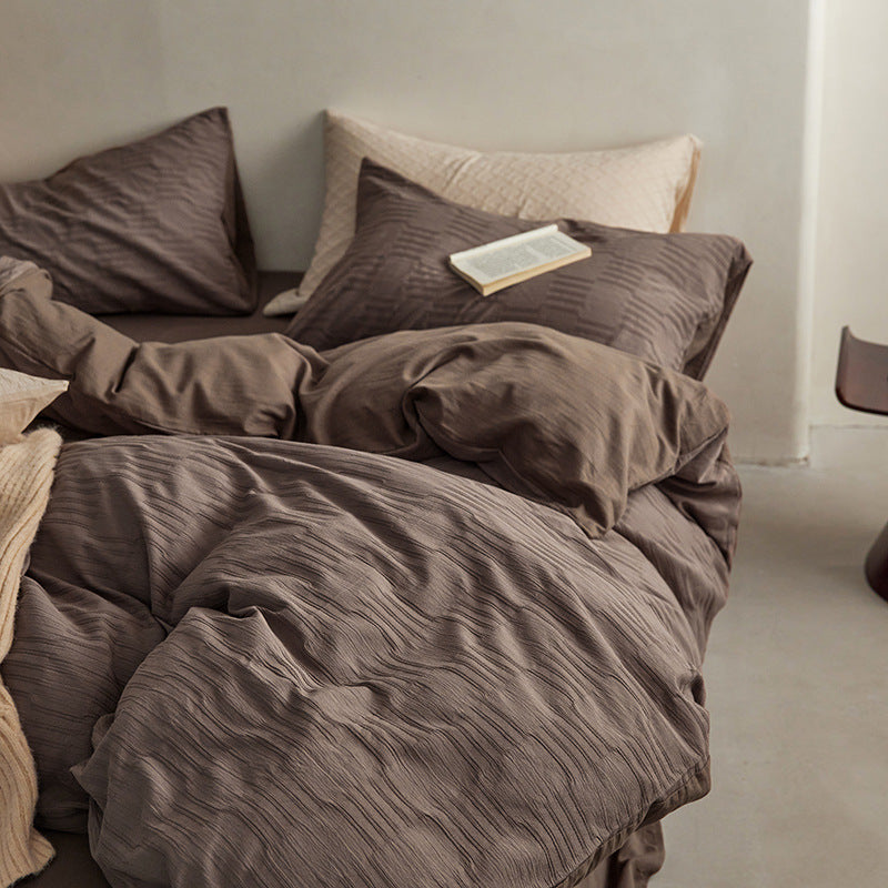 Brown Serenity Textured Bedding Set - Cozy Nights in Soft Shadows