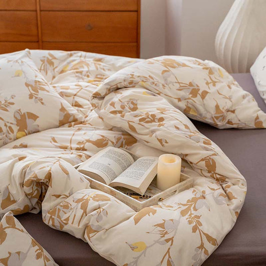 Bloom Cotton Bedding Set - Warm Florals for Cozy Nights  Maple Leaf
