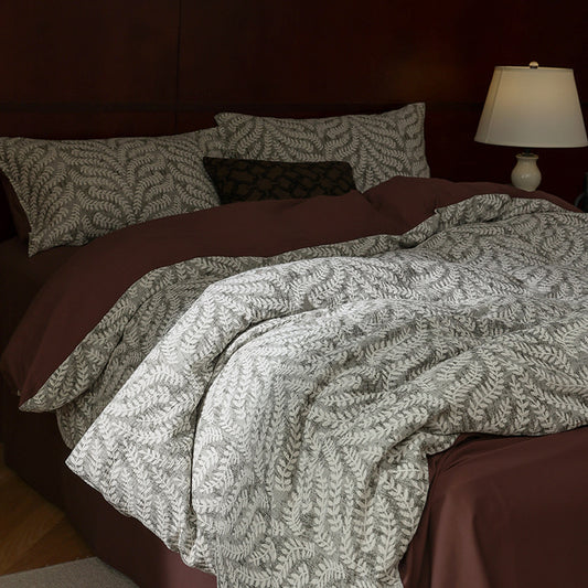 Decadent Fern Jacquard Bedding Set - A Symphony in Chocolate and Cream