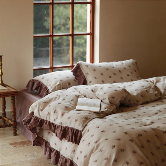 French Ruffle Printed Duvet Cover Set - 100 Cotton