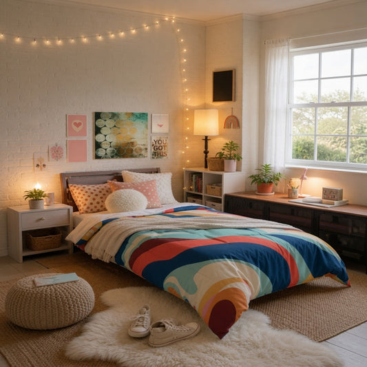 Twin XL Cozy Dorm Aesthetic Comforter with soft textures and pastel tones for college room decor