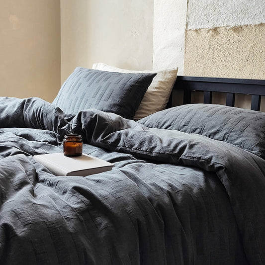 cozy bohemian washed cotton duvet bedding set - minimalist design