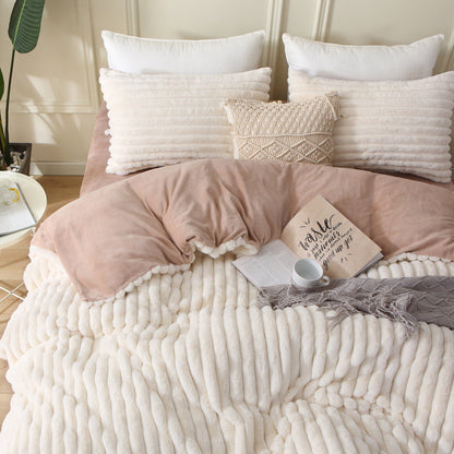 Blush Comfort Wave Textured Duvet Cover Set - Cozy & Contemporary Bedding Ensemble