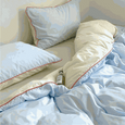 Retro Color Block Bedding – Sky Blue & Yellow Two-Tone Duvet Set | Homestylesplus
